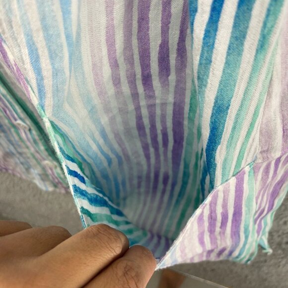 Soft Surroundings Senna Pastel Stripes Gauze Button Down Shirt Tunic Pockets XL - Picture 8 of 15